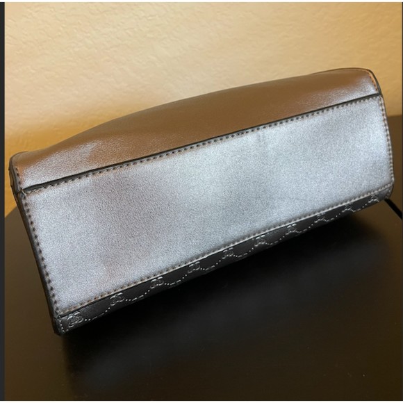 Alyssa Satchel Heart Embossed Bag Purse - Vegan- (Mini Version) NEW - Picture 5 of 11